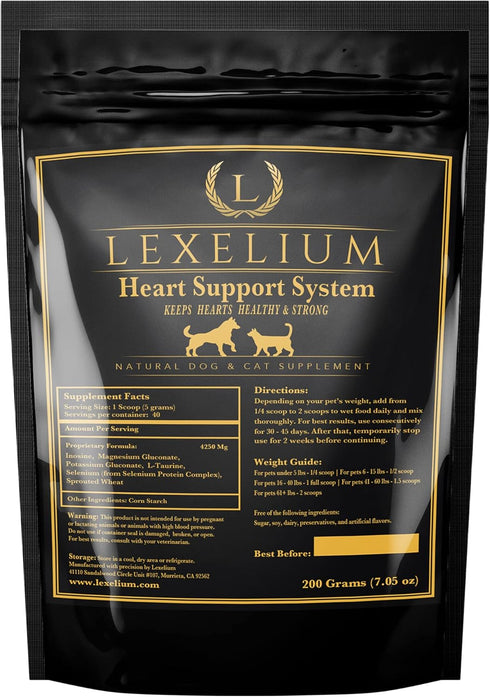 Heart Supplement for Dogs and Cats - Optimizes Heart Function & Circulation, 200g Easy to Mix Powder