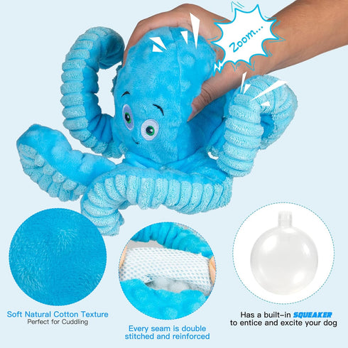 Indestructible Dog Toys for Aggressive Chewers, Octopus Tug of War Stuffed Chew Toys for Large and Small Dogs