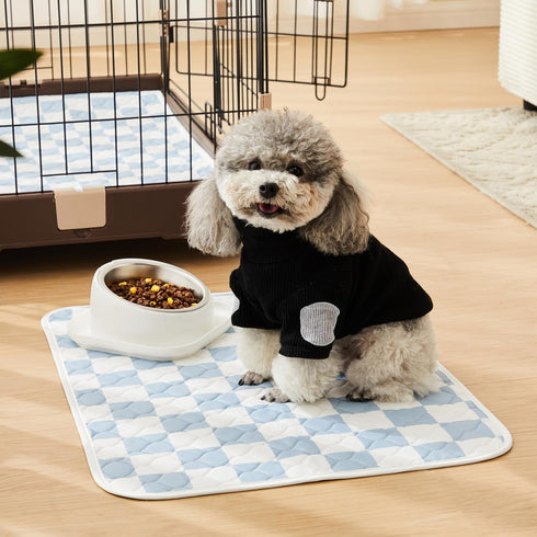 2 Pack Blue Checkered Washable Pee Pads for Dogs, Checkered Reusable Dog Pee Pads, for Puppy Playpen, Crate, Whelping