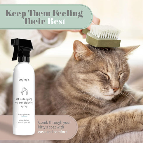 16 oz, Begley's Pet Detangling Spray - Premium Essential Oil Scented Detangler Spray for Dogs, Puppies & Cats - Dog
