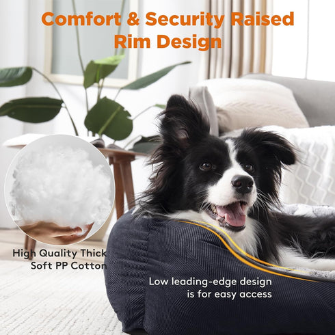 GASUR Rectangle Dog Bed for Large Dogs - Cozy Washable Orthopedic Dog Sofa Bed, Sturdy Anti-Slip Bottom, Soft Calming