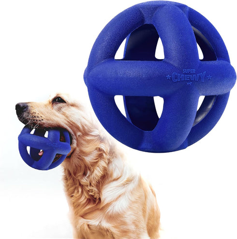 Tuff Pupper SuperChewy Tough Dog Cage Ball Toy, Strong Natural Rubber, Great Fetch Toy for Large Breeds