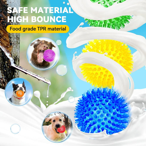 3.5” Large Dog Toys Ball - 6 Pack Squeaky Dog Toys - Durable Fetch Toys for Aggressive Chewers and Teething