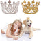 PET SHOW 2pcs Small Dog Crown Headband, Silver Gold Rhinestone Faux Pearl Crown for Birthday Party, Wedding Costume