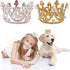 PET SHOW 2pcs Small Dog Crown Headband, Silver Gold Rhinestone Faux Pearl Crown for Birthday Party, Wedding Costume