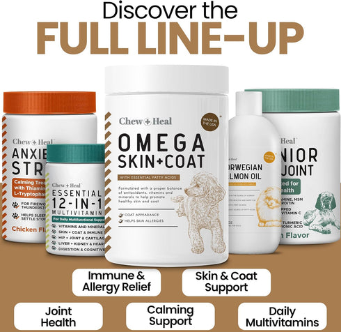 3 180 3 6 9 Omega Fish Oil for Dogs, Soft Chews - Salmon Oil Skin & Coat Supplement, Allergy & Itchy Skin Relief, Hot