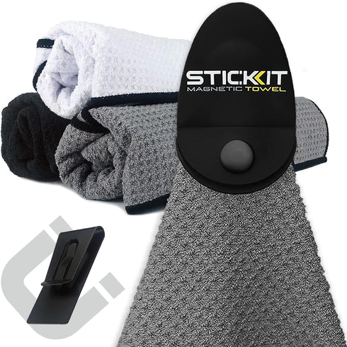 STICKIT Magnetic Sports Towel for Gym & Yoga, Quick-Dry Absorbent Microfiber with