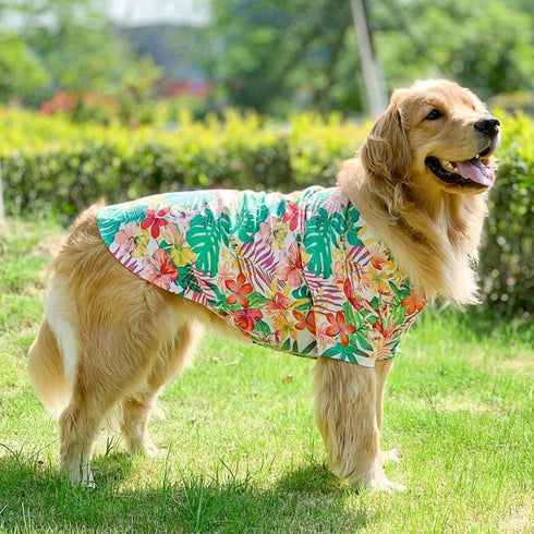 Dog Hawaiian Shirt, Summer Pet Clothes Beach T-shirt for Large Medium Dog (Red, 7XL)