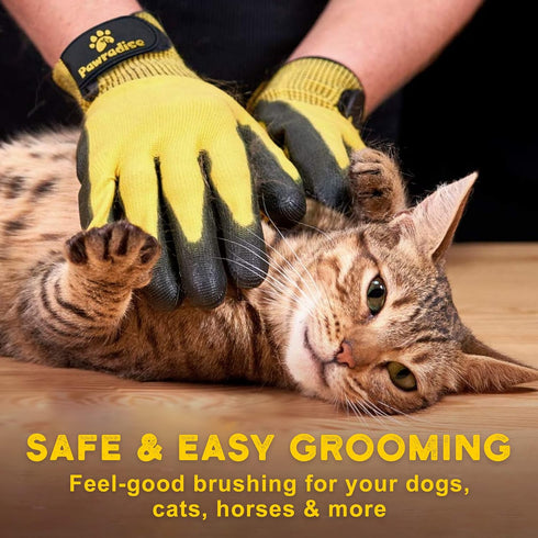 Pet Grooming and Bathing Gloves, Effective Hair Remover for Cats, Dogs & Horses, Deshedding Gloves
