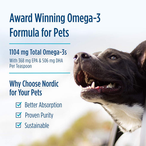 Nordic Naturals Pet Cod Liver Oil, Unflavored, 16 oz, 1104 mg Omega-3 per Teaspoon for Dogs