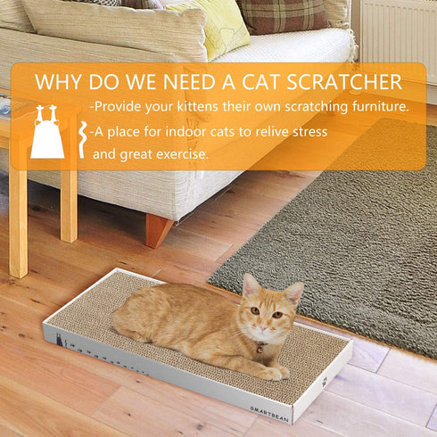 Smartbean Cat Scratch Pad, Durable High Density Cardboard Scratching Post, Indoor Toy for Cats, Double-sided Design