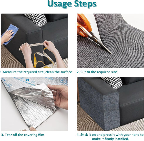 Cat Scratching Mat 78.7"x15.8", Self-Adhesive Trimmable Carpet, Replacement for Cat Tree Shelf and Couch Protector