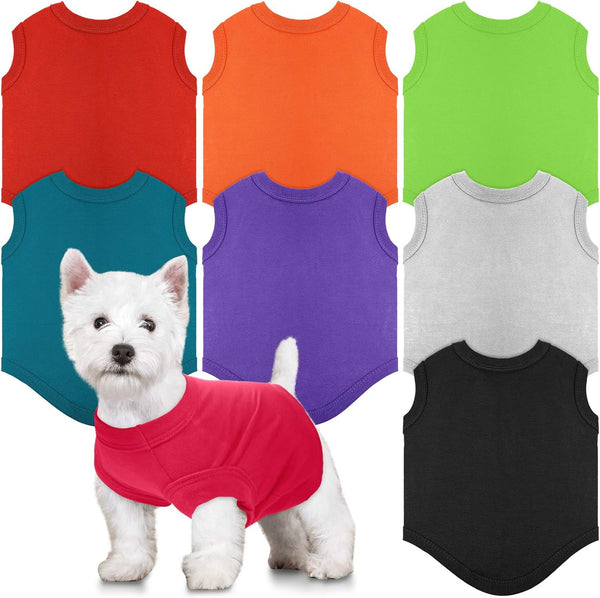 8 Pcs Dog Shirts, Soft Cotton T-Shirt for Summer Fall Winter, Breathable Pet Clothes for Most Cats (S)