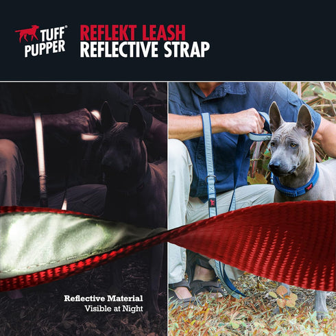 Tuff Pupper Extreme Reflective Dog Leash | Heavy Duty Double Handle for Strong Dogs | 6 Foot Leash