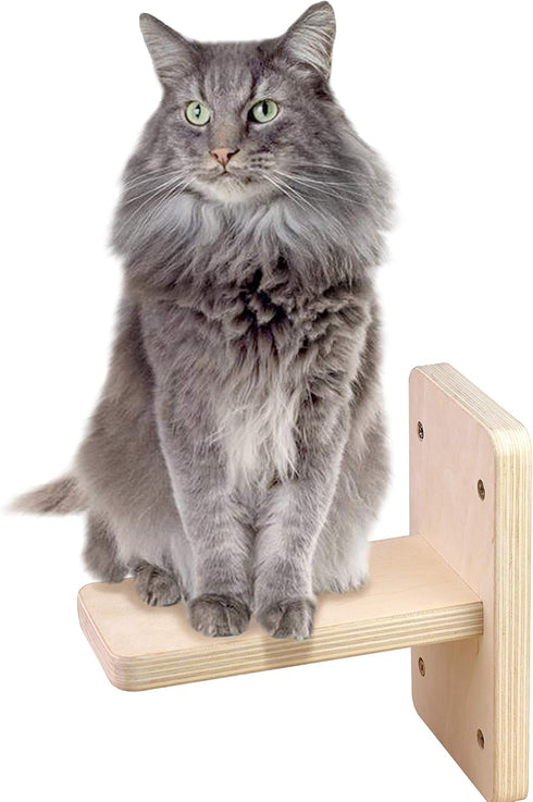 Wall Mounted Stairs for Cats, Wooden Cat Wall Shelf Set, Cat Scratching Post Steps for Climbing and Lounging