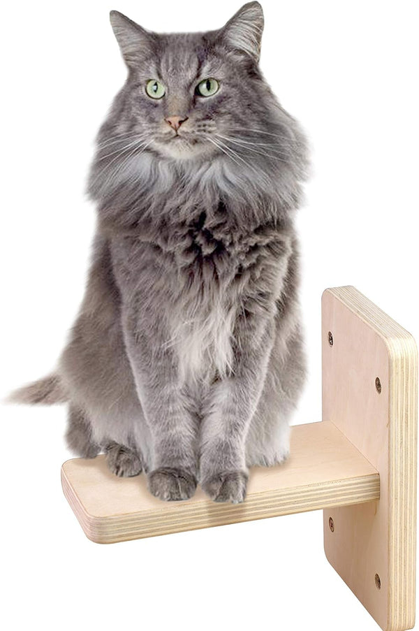 Wall Mounted Stairs for Cats, Wooden Cat Wall Shelf Set, Cat Scratching Post Steps for Climbing and Lounging