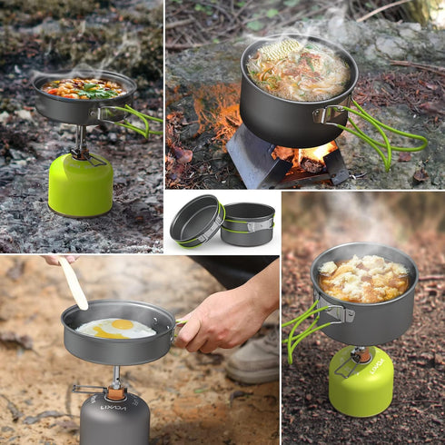 Lixada Camping Cookware Set, 11PCS Non-Stick Lightweight Pot Pan Bowls for Outdoor Camping