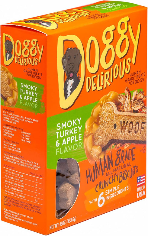 Crunchy Dog Treats – All-Natural Puppy Treat – 100% Human-Grade – Smoky Turkey and Apple, 16 Oz.