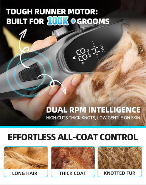 OCPEET 4 1 Trimmer 2 Speed,6 Dog Grooming Kit Low NoiseCordless in Dog Clippers for Grooming Rechargeable Pet Cat