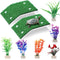2 Pcs Medium Turtle Basking Platform Ramp with 6 Pcs Artificial Plastic Aquarium Plants for Small Reptile