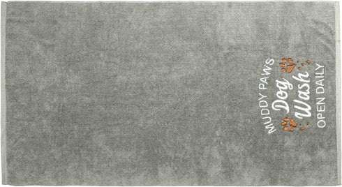 DAN RIVER 100% Cotton Dog Bath Towel, Ultra Soft 450 GSM, Quick Drying, Paw Embroidered Pattern, 20x40 inches