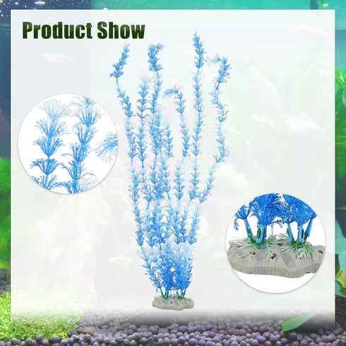 Large Aquarium Plastic Plants, Tall Aquarium Plants, Big Aquarium Plastic Plants for Fish Tanks Decor, 19.29" Height (Blue White, 2pcs) by CAPASTEC