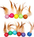 10Pcs Colorful Rainbow Flutter Balls with Feather and Bells for Indoor Outdoor Kitty Kitten Interactive Play