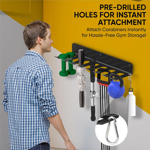 Heavy-Duty Gym Storage Rack + Jump Rope, Wall Mount Organizer for Weights & Gym Equipment