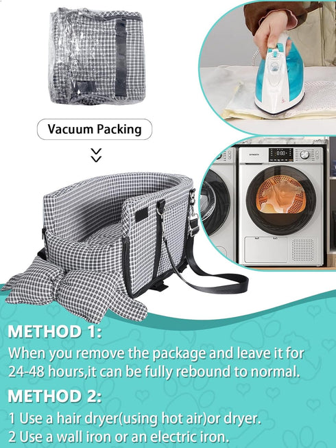 15 lbs Prpeko Dog Car Seat for Small Dogs, Anti-Collapse Pet Seat with Soft Cushion Safety Belt, Fits Dogs & Cats Under