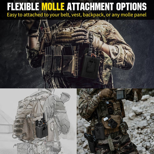 IronSeals Tactical Molle Adjustable Interphone Storage Bag, Outdoor Sports Radio Pouch for Two Ways Walkie-Talkie