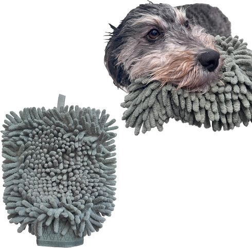 SPOT Clean Paws Chenille Microfiber Dog Towel Mitt - Super Absorbent, Quick-Drying, Washable, 9.5in x 7in, Odor-Free