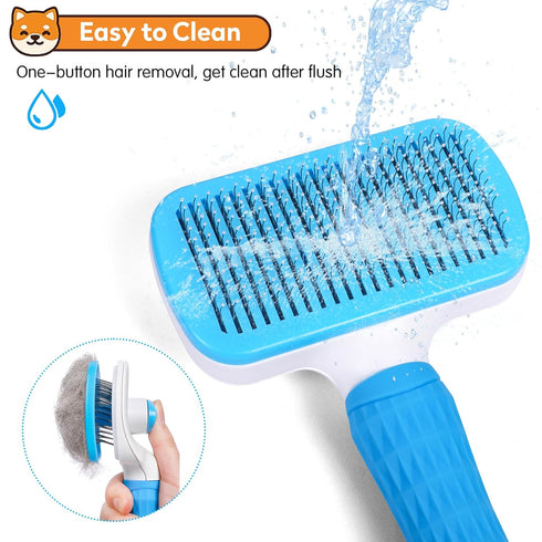 Dog & Cat Brush: Self Cleaning Slicker Brush for Pets, Upgraded Dog Brush for Shedding, Massaging, Grooming