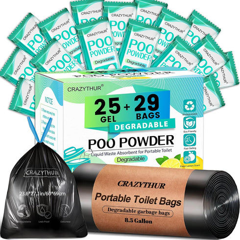 CRAZYTHUR Portable Toilet Gel, Poo Powder for Portable Toilet, Camping Toilet Gel, Pee