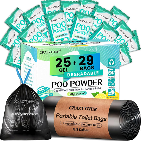 CRAZYTHUR Portable Toilet Gel, Poo Powder for Portable Toilet, Camping Toilet Gel, Pee