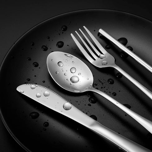 Travel Utensils Set, Reusable Camping Cutlery Set, Stainless Steel Flatware with Case, Includes Knife/Fork/Spoon/Straw