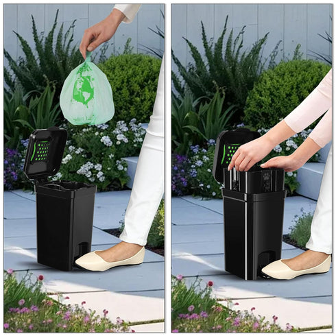 Umtiti 5-Liter 20PCS Dog Poop Trash Can & Portable Cat Litter Disposal, All-Black ABS Material, Trash Can with Waste