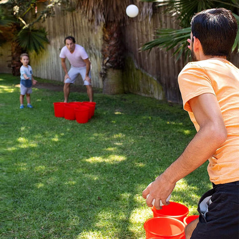 Set Giant Yard Pong - Durable Buckets and Balls with Carrying Case