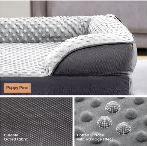 Puppy Bed for Small and Medium Dogs & Cats, Waterproof Lining, Removable Washable Cover, 28" x 23" x 7", Up to 50LBs