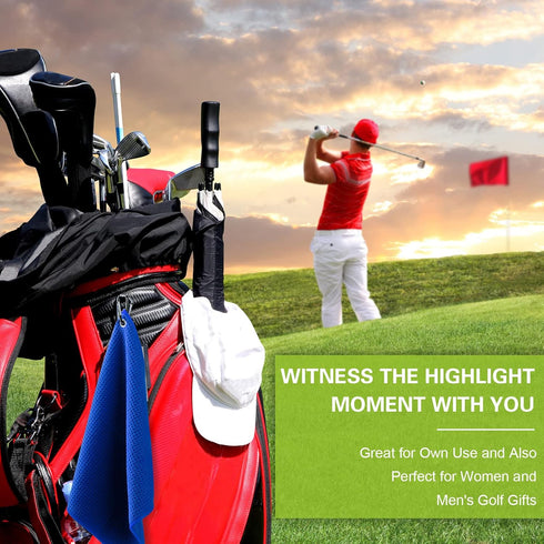 Waffle Pattern Golf Towel - Microfiber Golf Towel with Hooks Clips, Convenient Cleaning Accessories for Men and Women