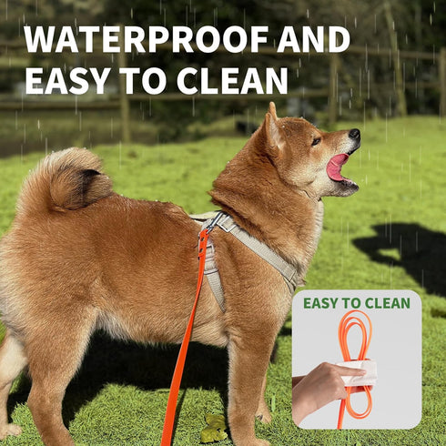 Dog Training Long Leash, Waterproof Heavy Duty Outdoor Recall Lead, 10ft 15ft 20ft 30ft 50ft, Orange (15FT)
