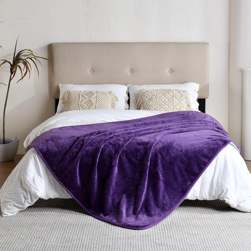 Waterproof Blanket for Bed Couch Sofa, Reversible Sherpa Fleece Pet Blanket, Dark Purple, 60x80 inches