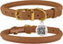 BronzeDog Rolled Leather Dog Collar - Adjustable Soft Round Collars with QR ID Tag for Small Medium Large Dogs