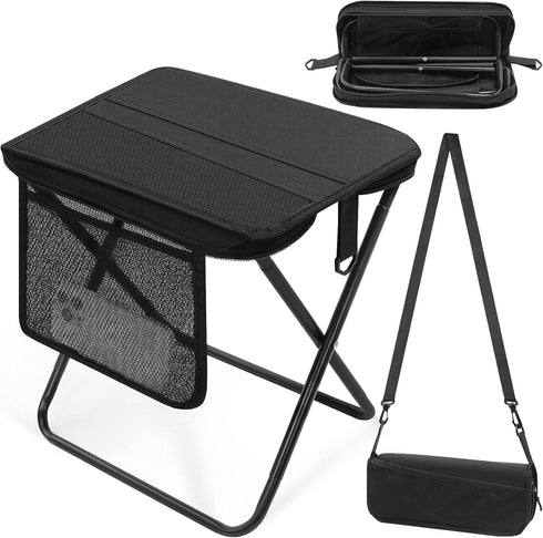 CarryEpic Portable Folding Camp Stool with Side Pocket, Taller Foldable Camping Stool for
