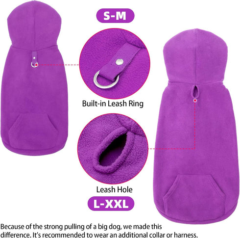 EXPAWLORER Dog Hoodie with Pocket, Polar Fleece Sleeveless Sweater for Small to Large Dogs, Warm Cozy Clothes