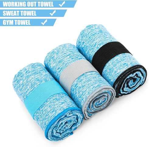 KISS QUEEN 3 Pack Towel(3 Pack(Blue)) Microfiber Gym Towel Quick Dry Sweat Towels Women Men Lightweight Running Cycling