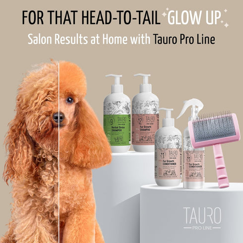 Tauro Pro Line Deshedding Slicker Brush for Dogs & Cats, Soft Pins for Gentle Dematting & Detangling, Grooming Tool