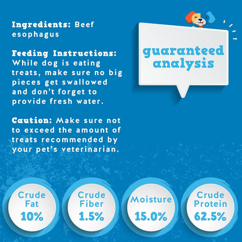 12" (5 Jack&Pup Braided Gullet Sticks for Dogs | Esophagus Dog Treats | Single Ingredient Beef Sticks Ct)