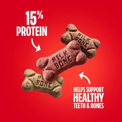 2.5 Oz. (Pack 20) Milk-Bone Flavor Snacks Minis Dog Biscuits, Flavored Crunchy Dog Treats, Bags