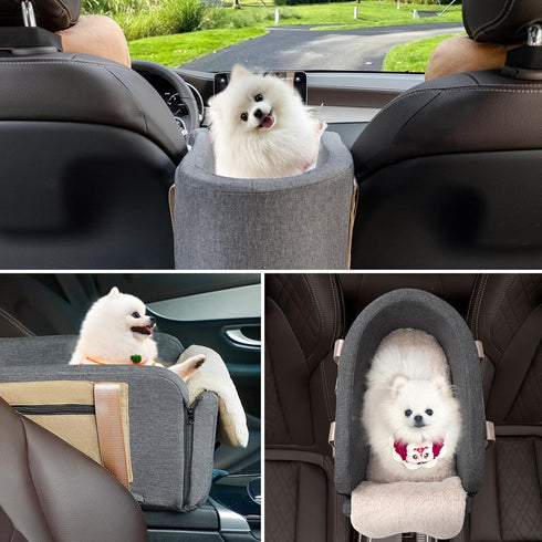 Dog Car Seat Cat Carrier, Booster Seat on Car Armrest, Travel Bags for Cats Dogs with Easy Carrying Strap