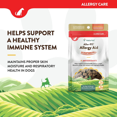 NaturVet Scoopables Aller-911 Dog Allergy Support Vitamins - Supports Immunity & Seasonal Allergies in Dogs, 11oz Bag